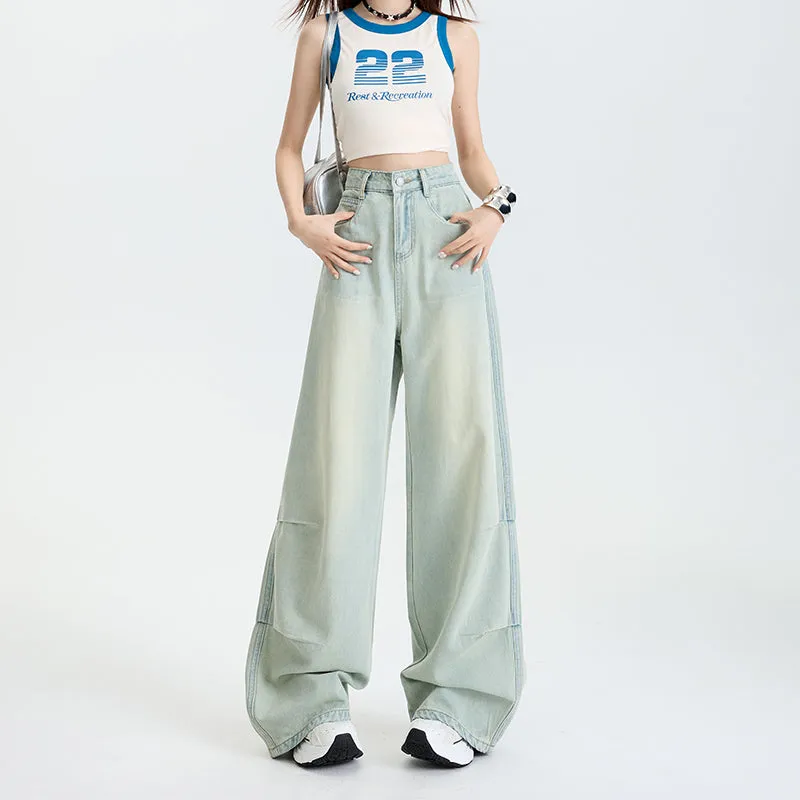Stylish Wide Leg Jeans in Soft Lightweight Fabric for Women