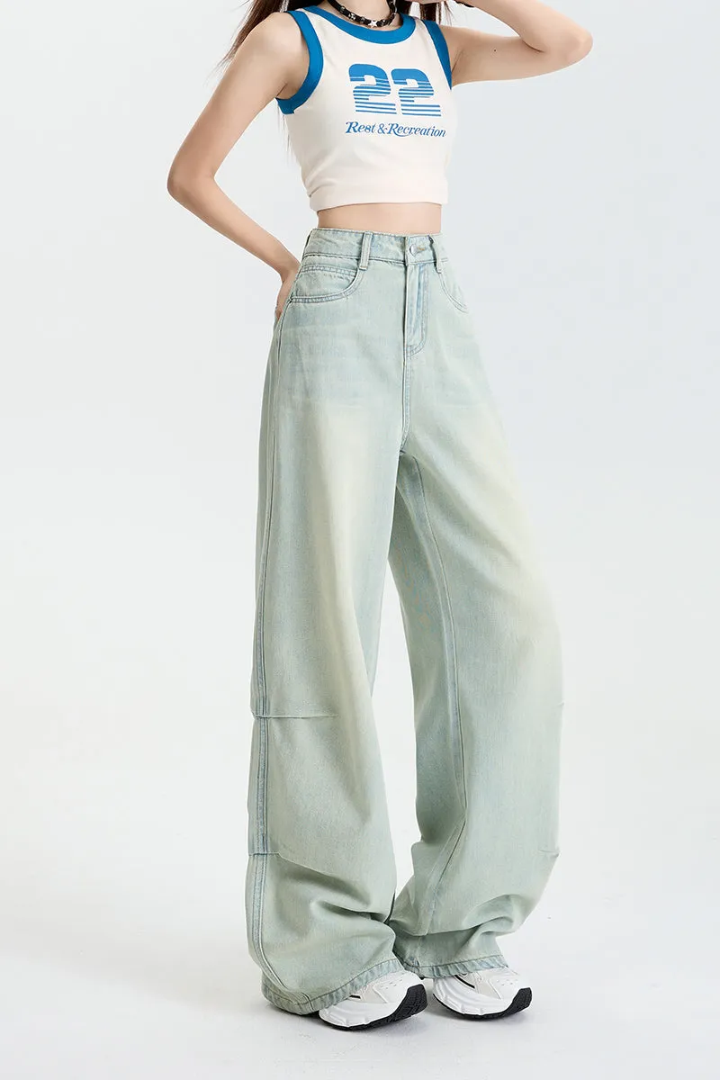 Stylish Wide Leg Jeans in Soft Lightweight Fabric for Women