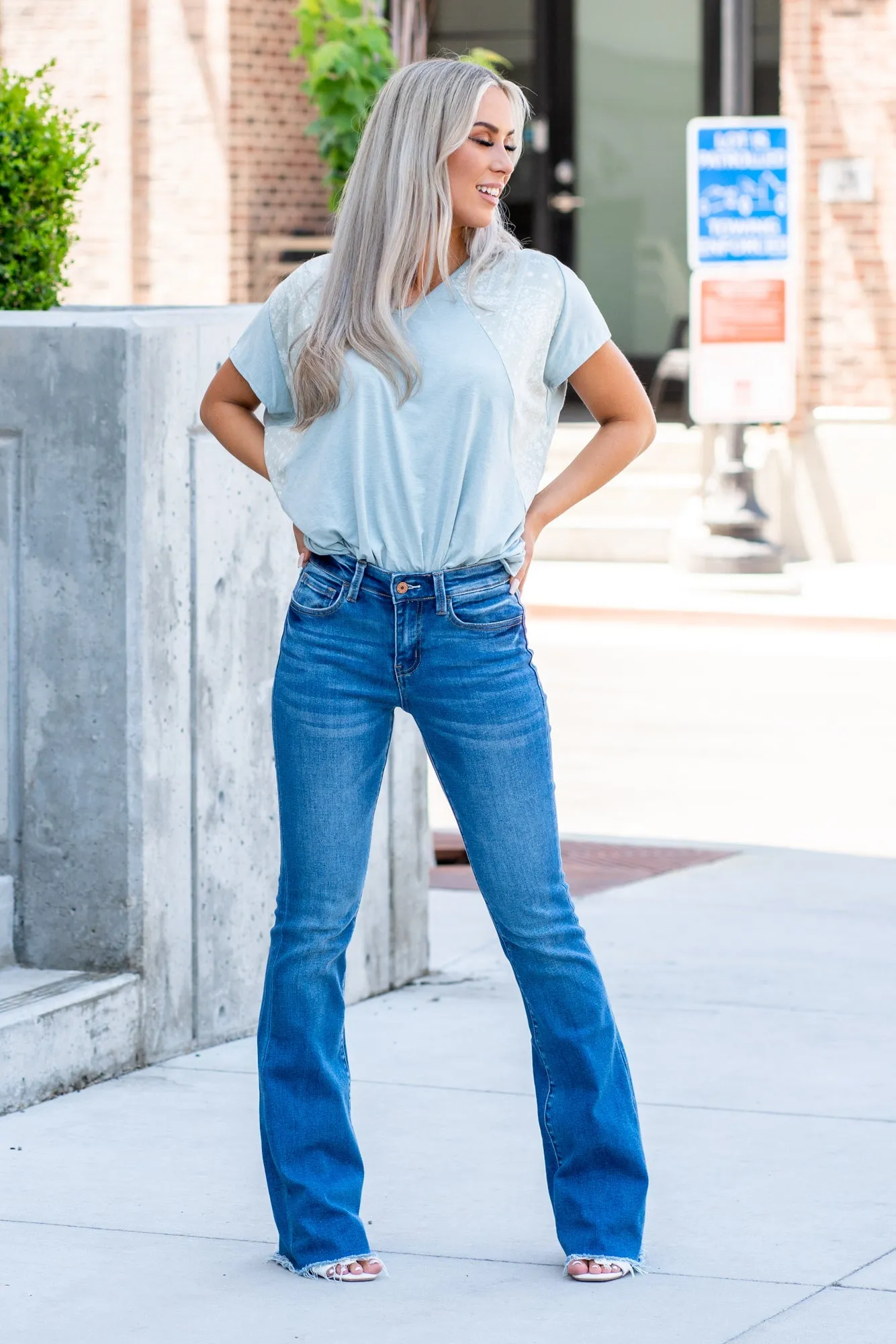 Sunfaded Mid Rise Mini Flare