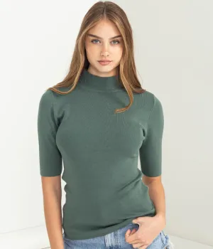 Sunny Style Basic Mock Neck Sweater Top