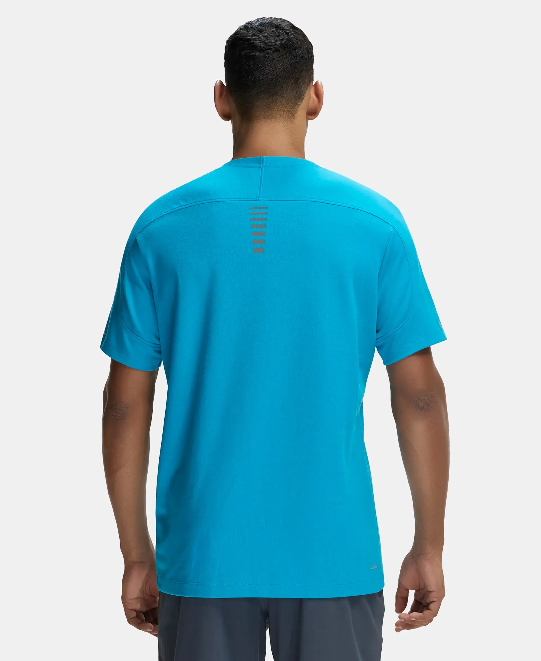 Super Combed Cotton Blend Solid Round Neck Half Sleeve T-Shirt with Breathable Mesh - Caribbean Sea