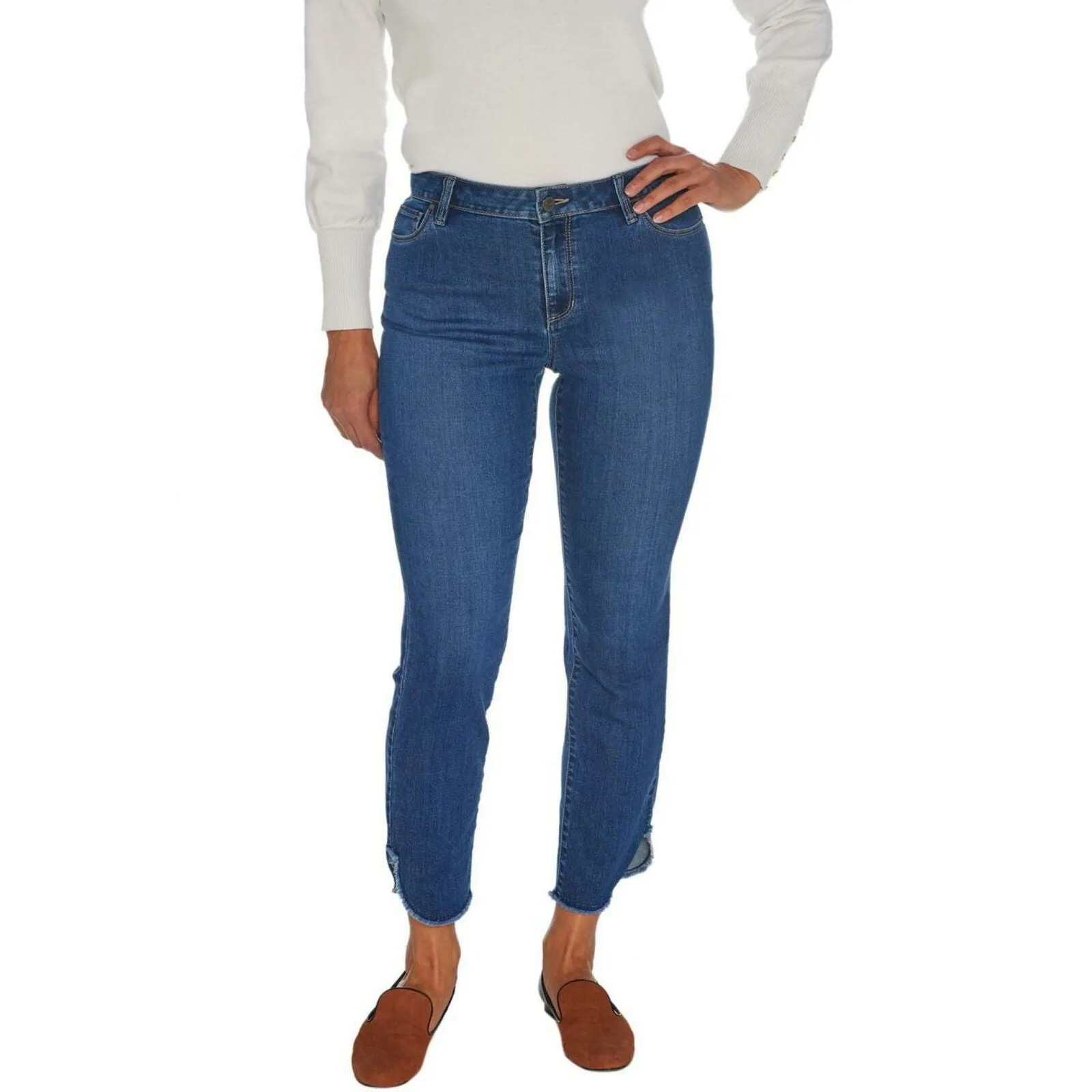 Susan Graver Plus Size High Stretch Denim Ankle Jeans