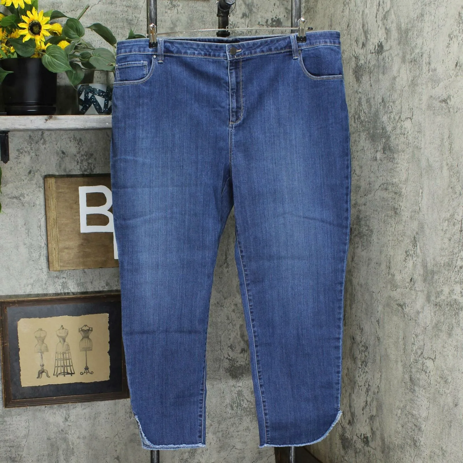 Susan Graver Plus Size High Stretch Denim Ankle Jeans