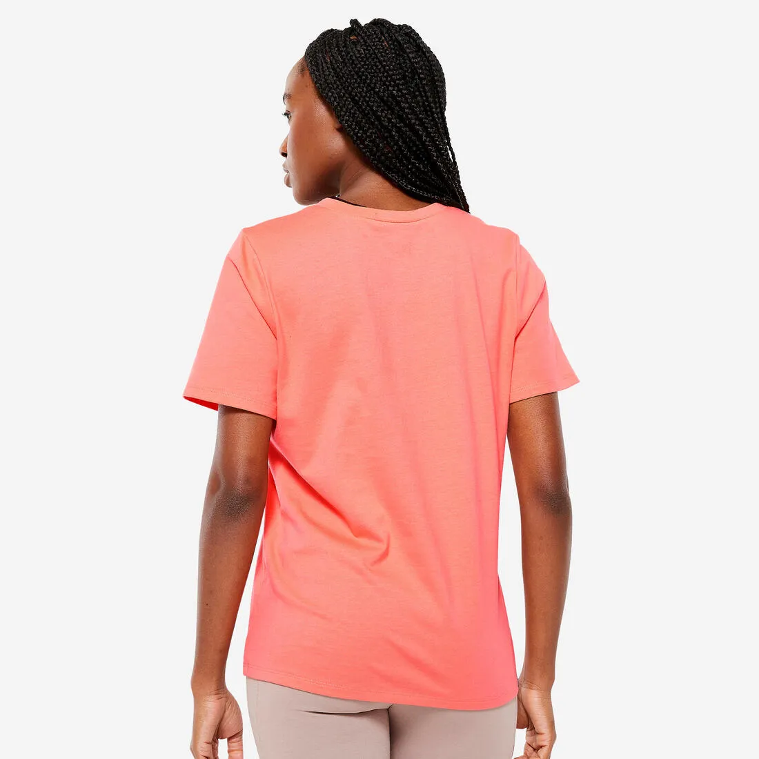 T-shirt col V fitness en coton femme