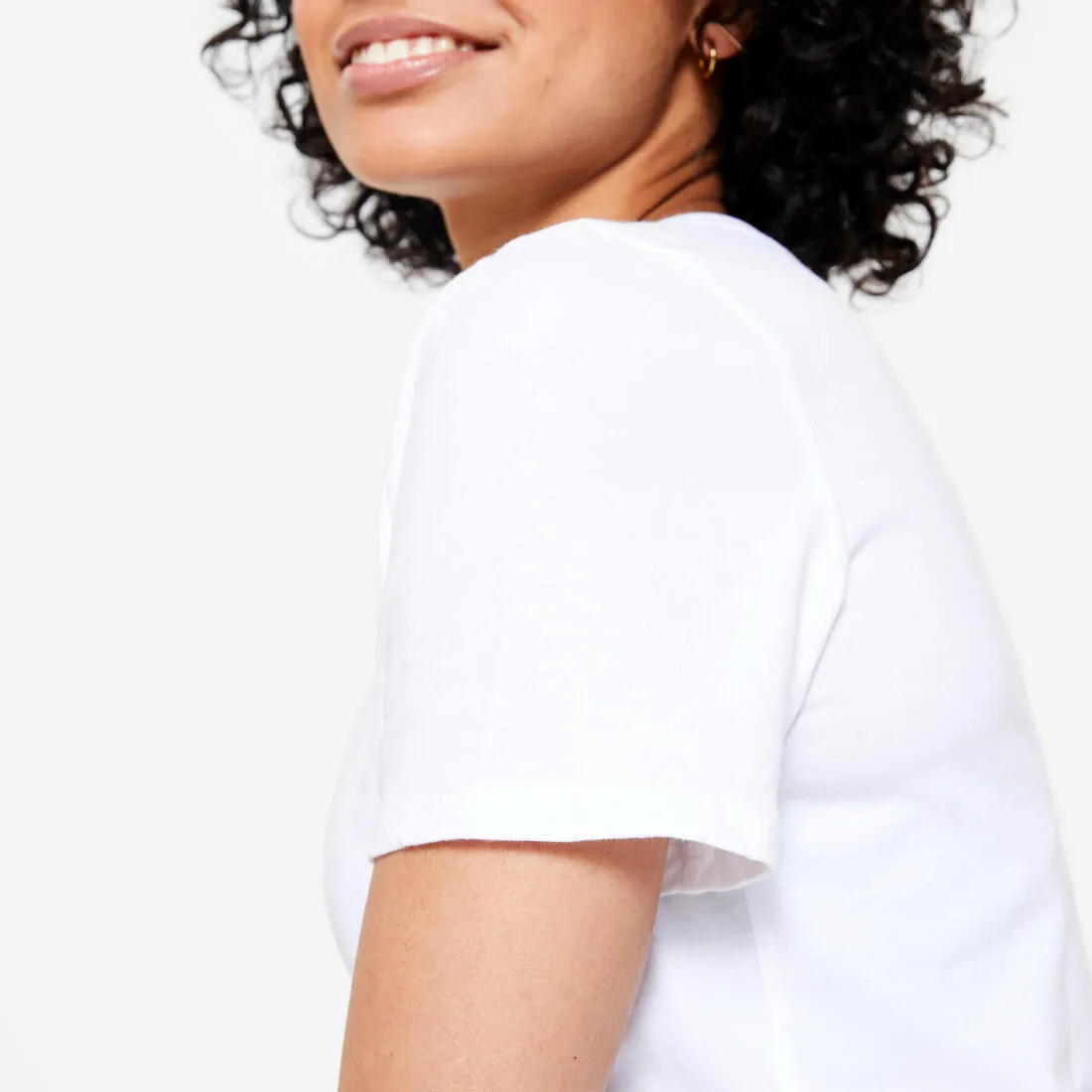 T-shirt col V fitness en coton femme