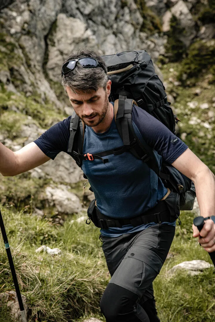 T-shirt de trek manches courtes en laine mérinoshomme - mt500
