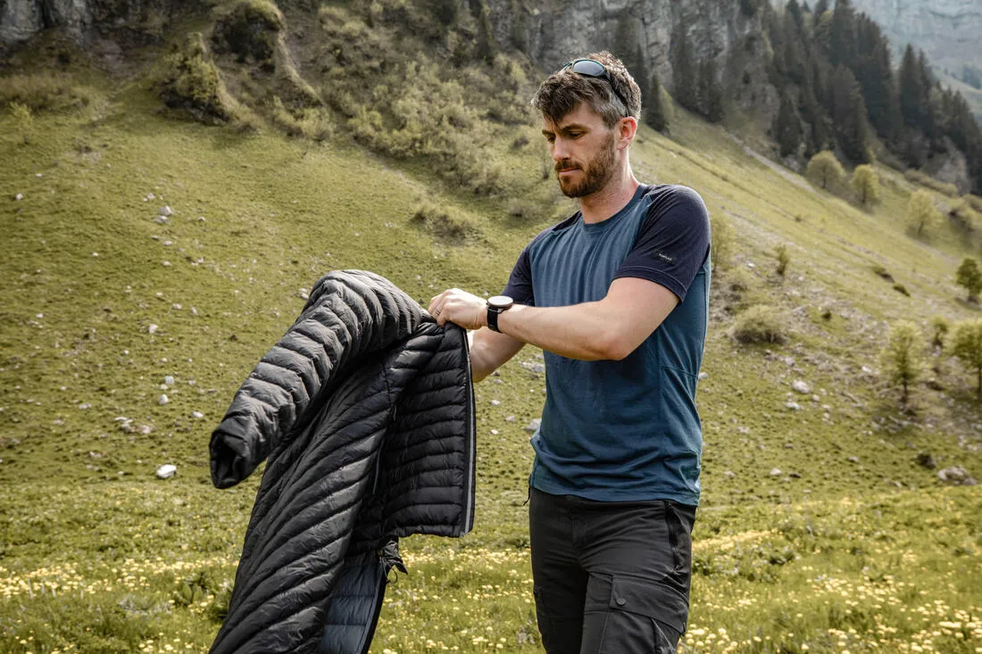 T-shirt de trek manches courtes en laine mérinoshomme - mt500