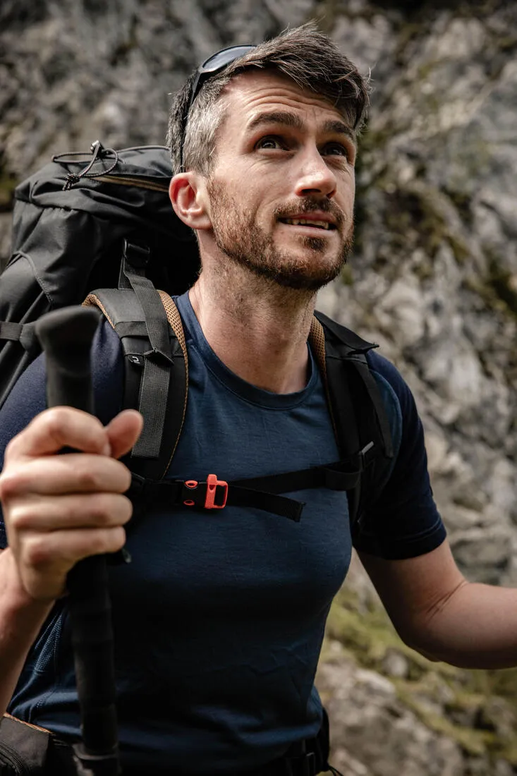 T-shirt de trek manches courtes en laine mérinoshomme - mt500