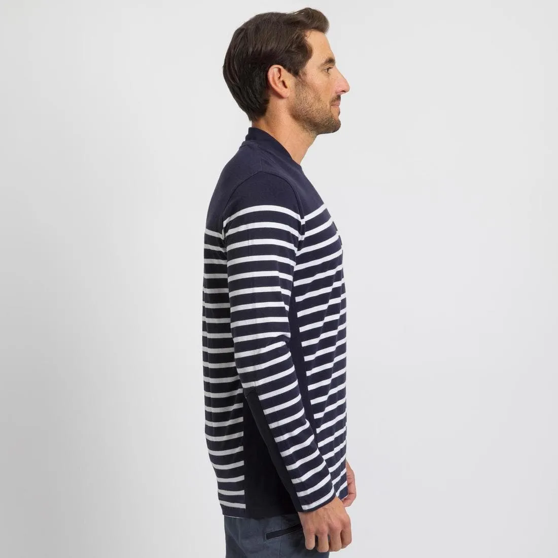 T-shirt manches longues - marinière de voile homme SAILING 100 Blanc