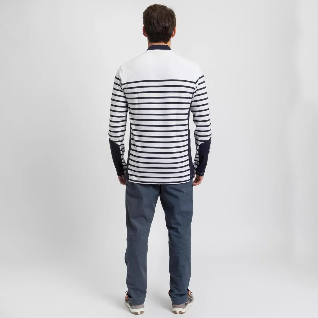 T-shirt manches longues - marinière de voile homme SAILING 100 Blanc