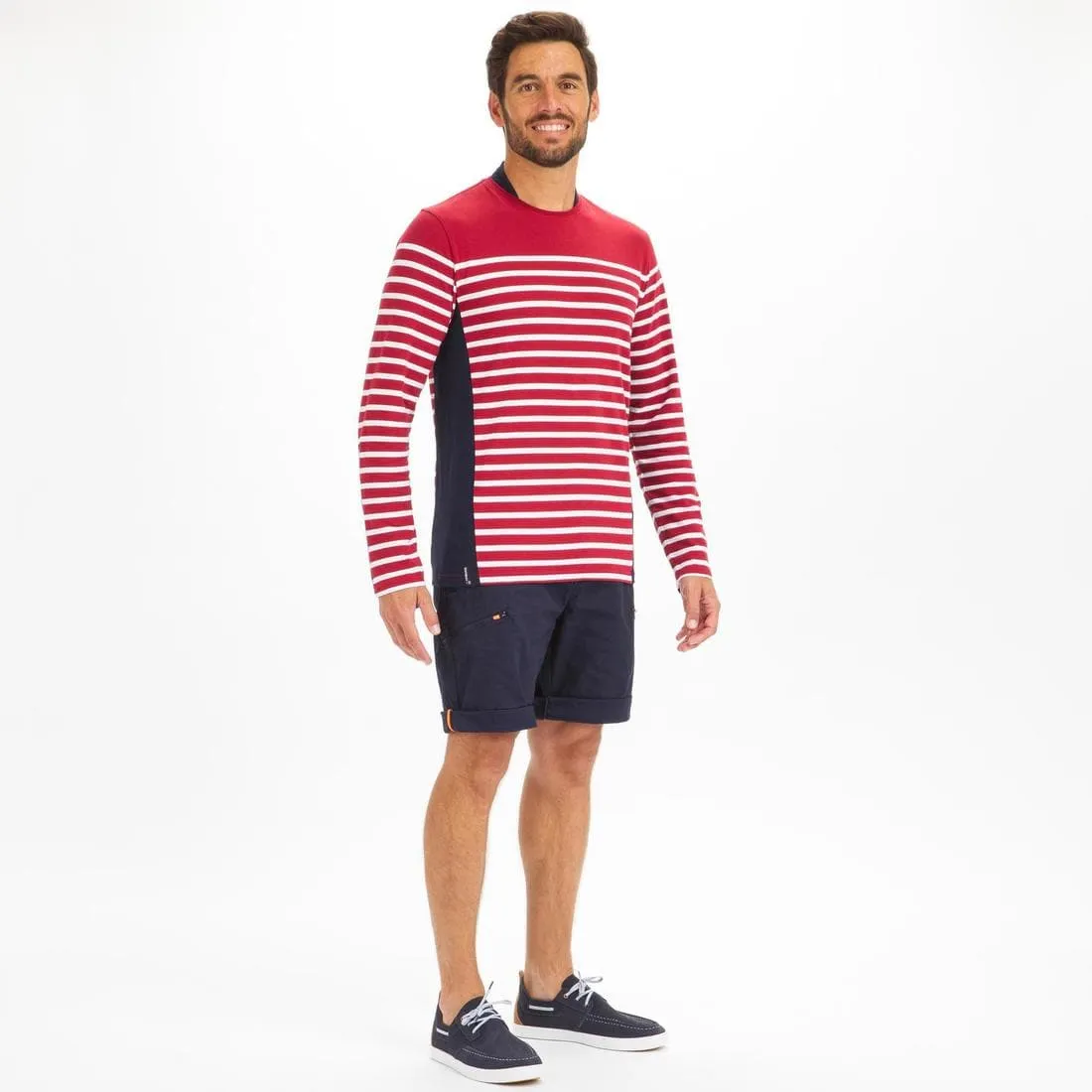 T-shirt manches longues - marinière de voile homme SAILING 100 Blanc