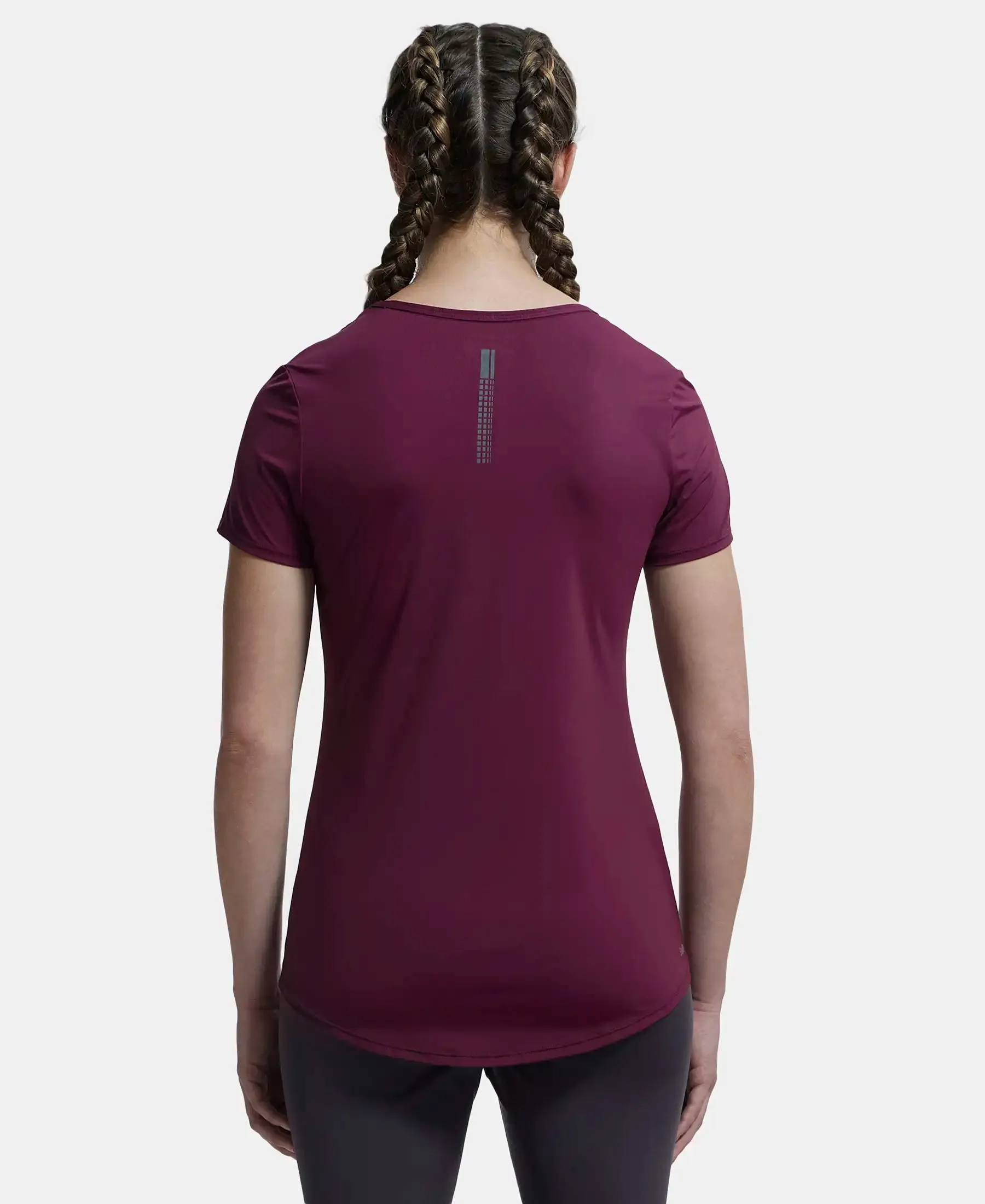 Tactel Microfiber Elastane Stretch Relaxed Fit Solid Curved Hem Styled Short Sleeve T-Shirt - Wine Tasting
