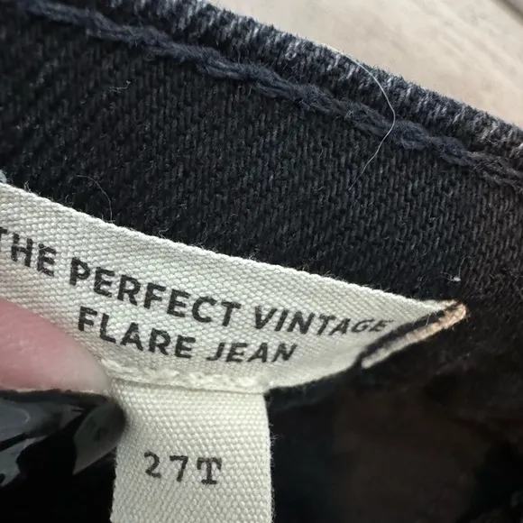 TALL Madewell Jeans Womens Solid Black Denim Perfect Vintage Flare 27T