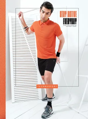 TechnoSport Polo Neck Half Sleeve Dry Fit T Shirt for Men OR-51 (Orange)
