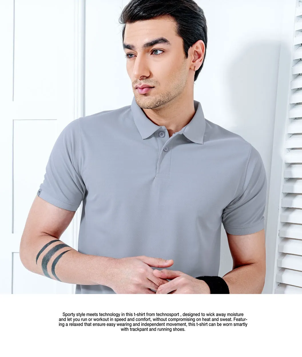 TechnoSport Polo Neck Half Sleeve Dry Fit T Shirt for Men OR-51 Pack of 3