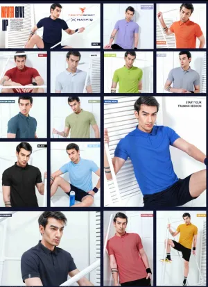 TechnoSport Polo Neck Half Sleeve Dry Fit T Shirt for Men OR-51 Pack of 3