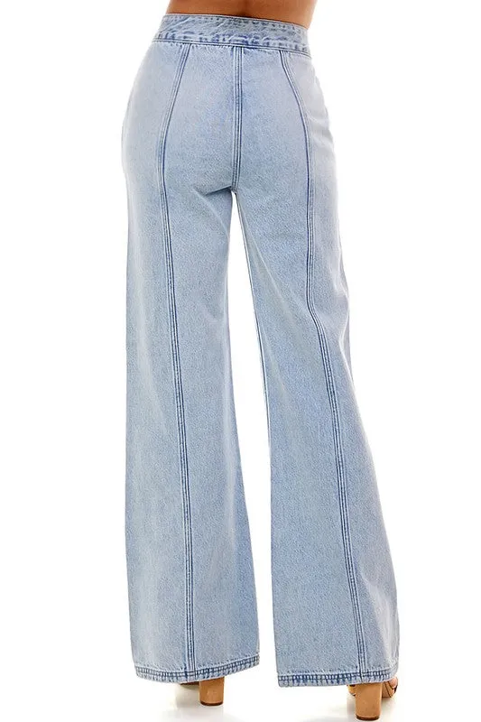 TIE WAIST STRAIGHT JEAN