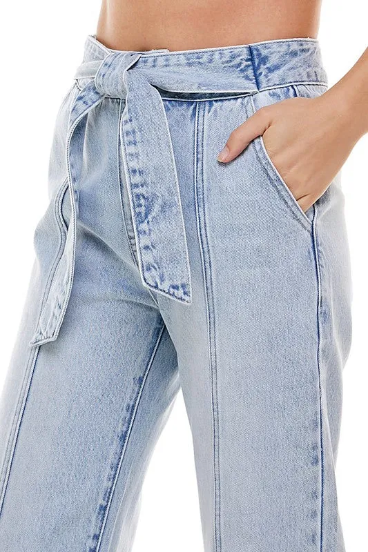 TIE WAIST STRAIGHT JEAN