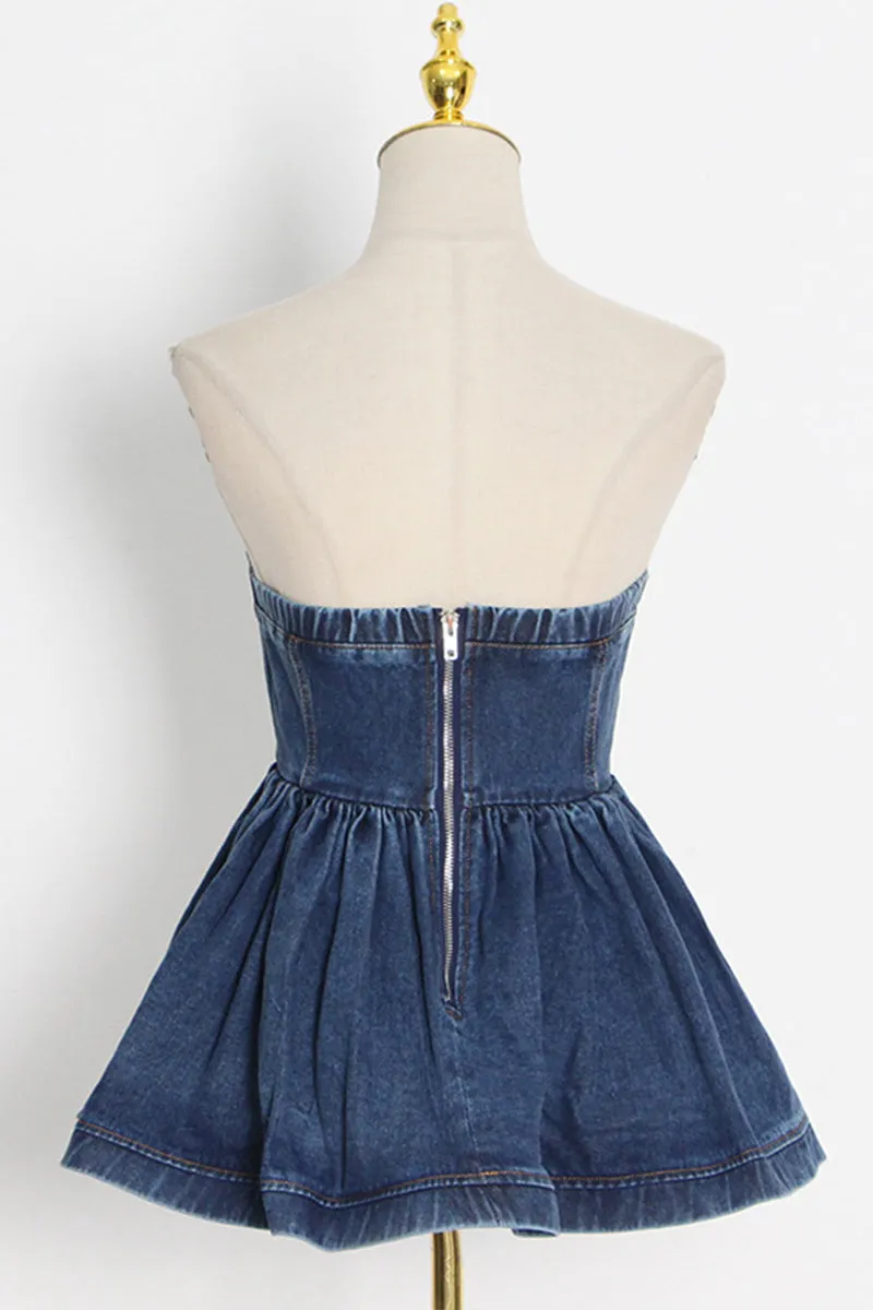 TJ0300 Denim Bustier Top