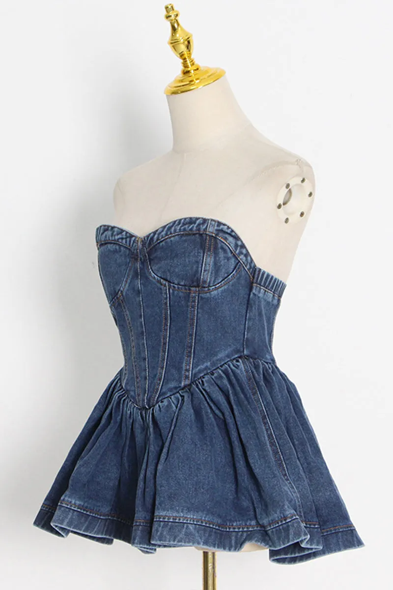 TJ0300 Denim Bustier Top