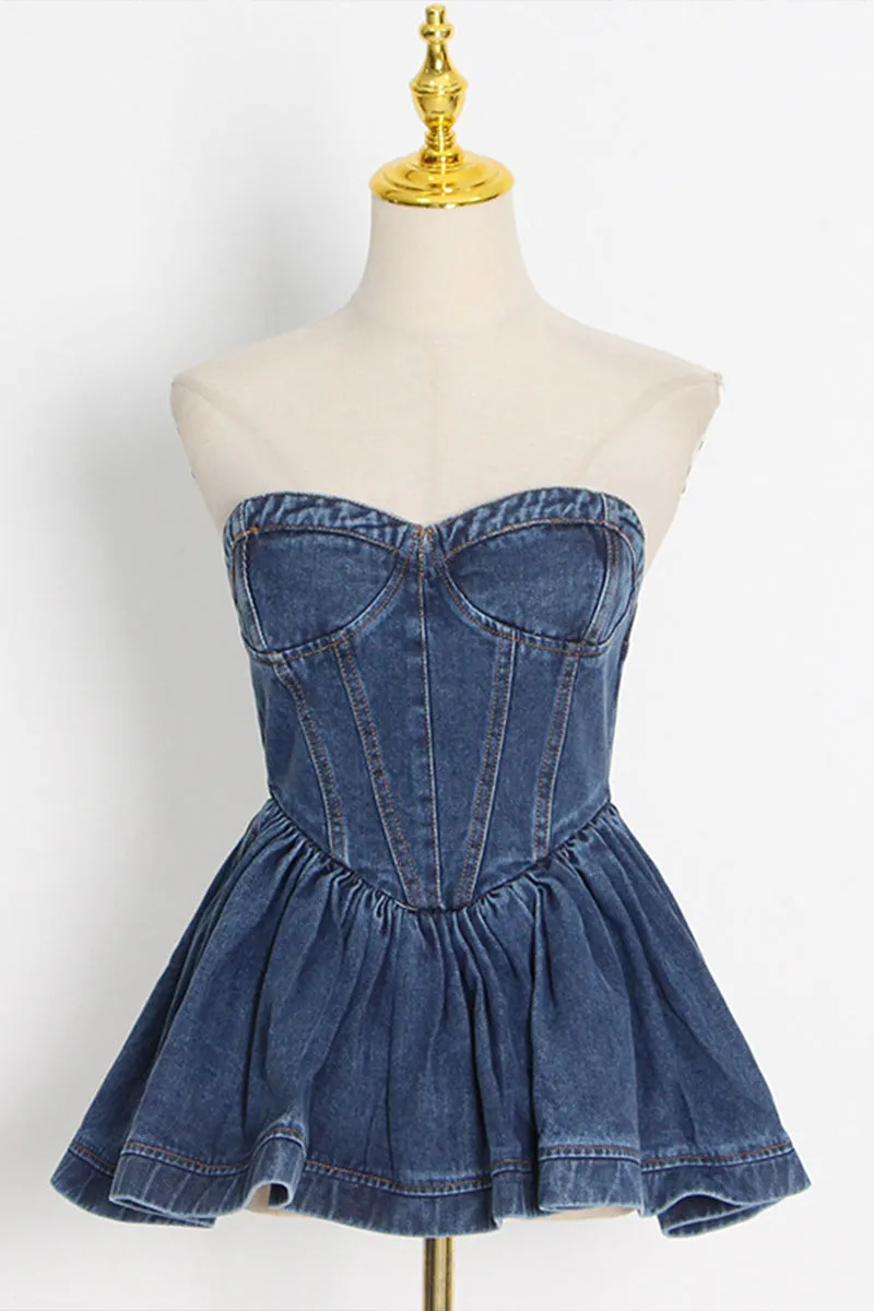 TJ0300 Denim Bustier Top