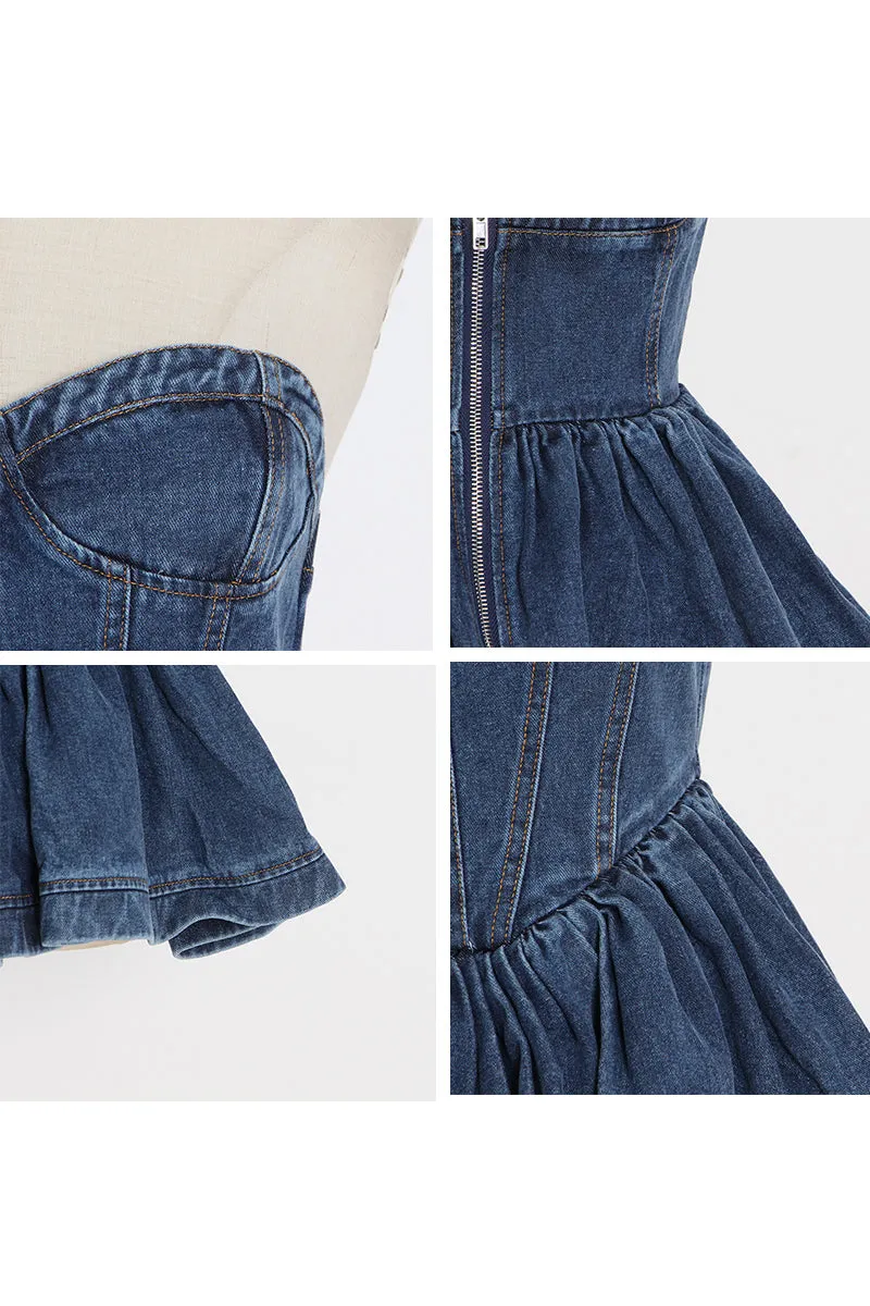 TJ0300 Denim Bustier Top