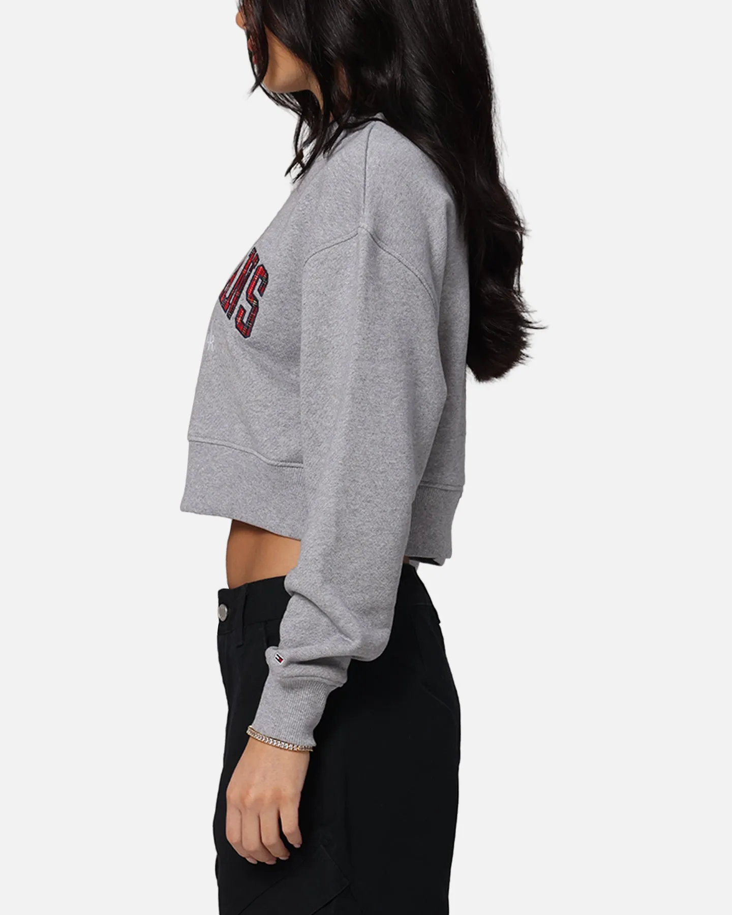Tommy Jeans Women's Crop Collar Crewneck Grey Heather