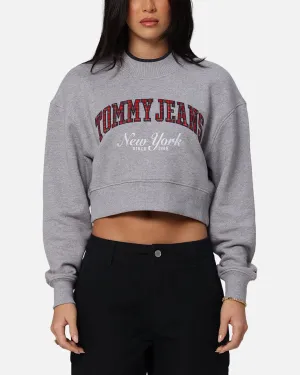 Tommy Jeans Women's Crop Collar Crewneck Grey Heather