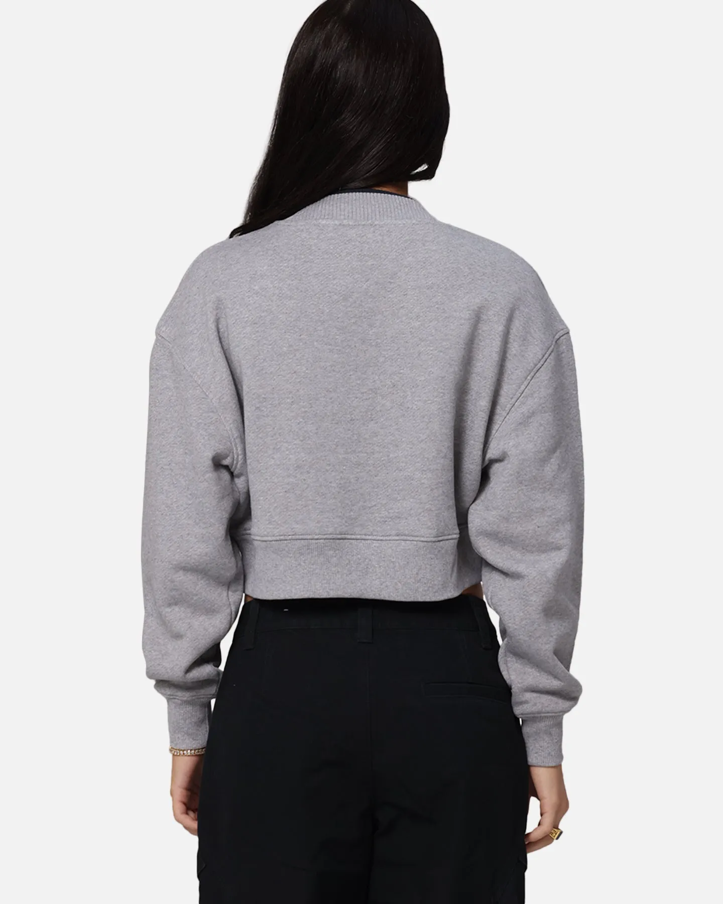 Tommy Jeans Women's Crop Collar Crewneck Grey Heather