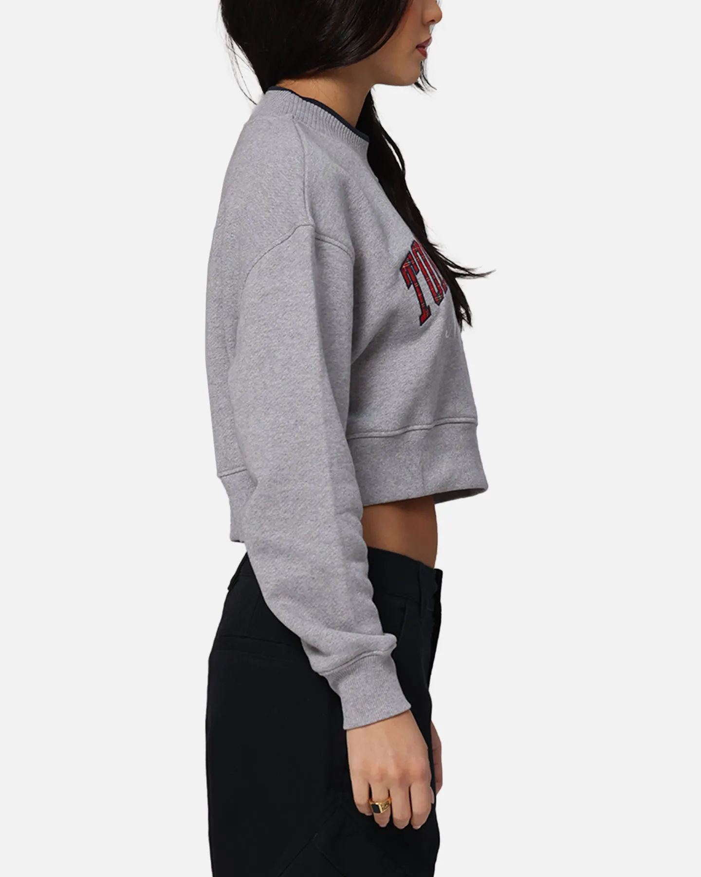 Tommy Jeans Women's Crop Collar Crewneck Grey Heather
