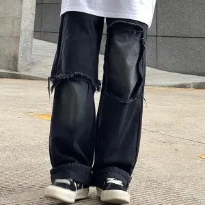 TrendMeister Ripped Jeans: Herren Weite Bein Jeans
