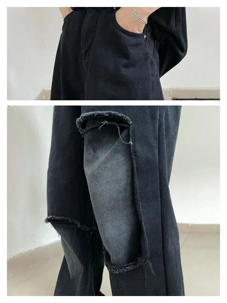 TrendMeister Ripped Jeans: Herren Weite Bein Jeans