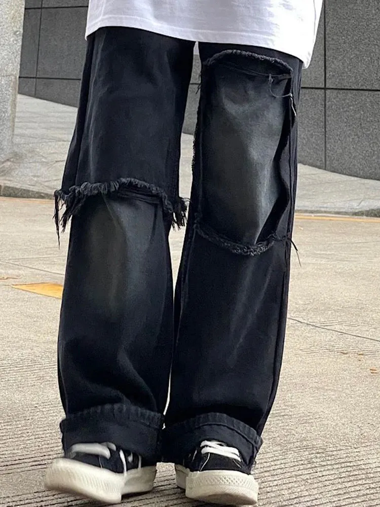 TrendMeister Ripped Jeans: Herren Weite Bein Jeans
