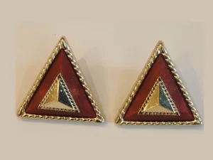 Triangle Tease Statement Vintage Deadstock Stud Earrings In Amber Orange