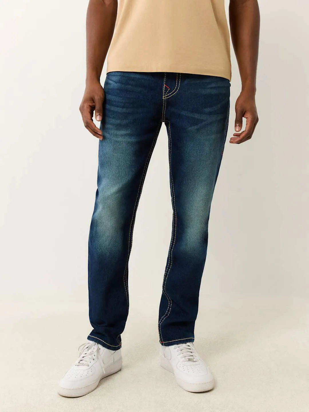 True Religion Men Blue Skinny Fit Washed Jeans