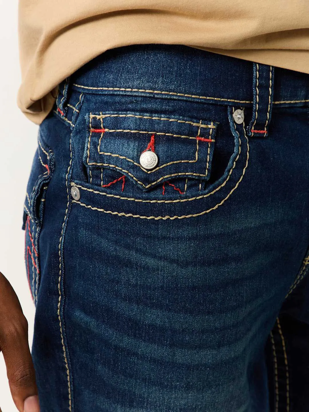 True Religion Men Blue Skinny Fit Washed Jeans