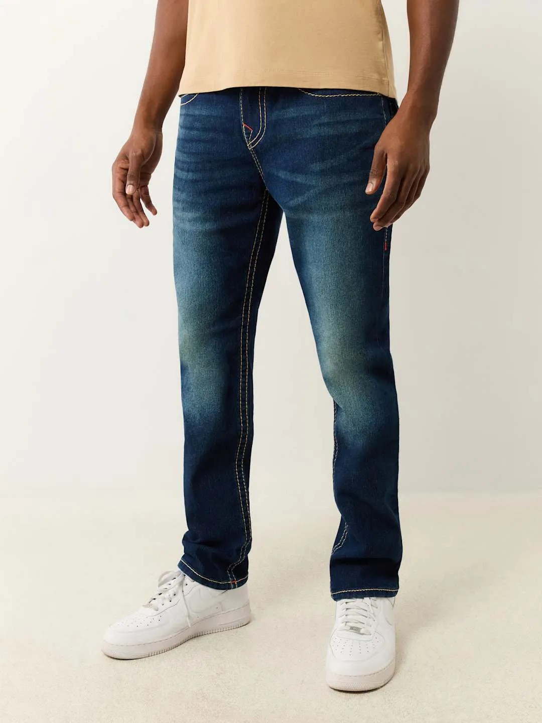 True Religion Men Blue Skinny Fit Washed Jeans