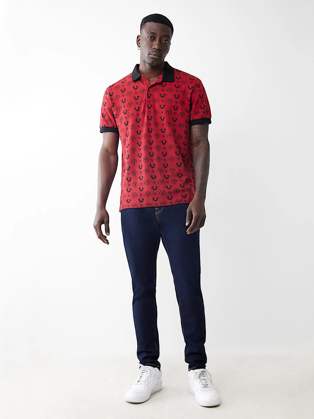 True Religion Men Blue Slim Fit Washed Jeans