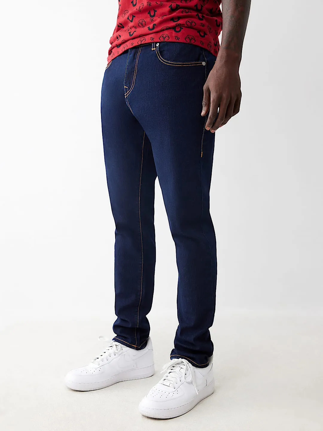 True Religion Men Blue Slim Fit Washed Jeans
