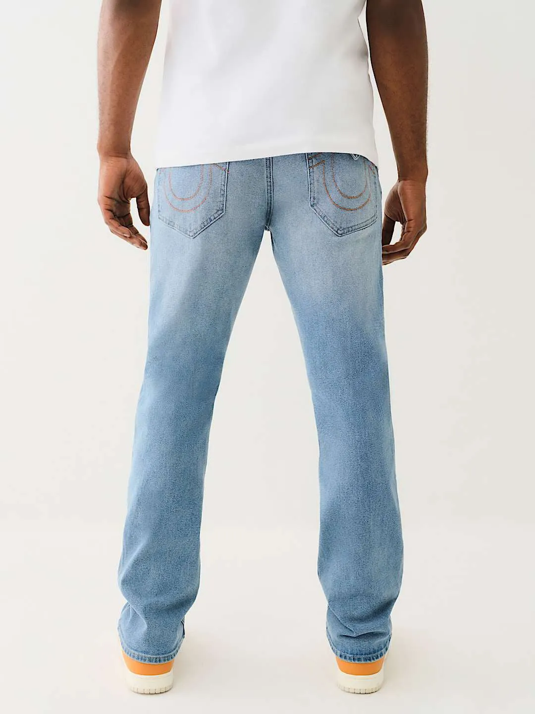 True Religion Men Blue Straight Fit Washed Jeans