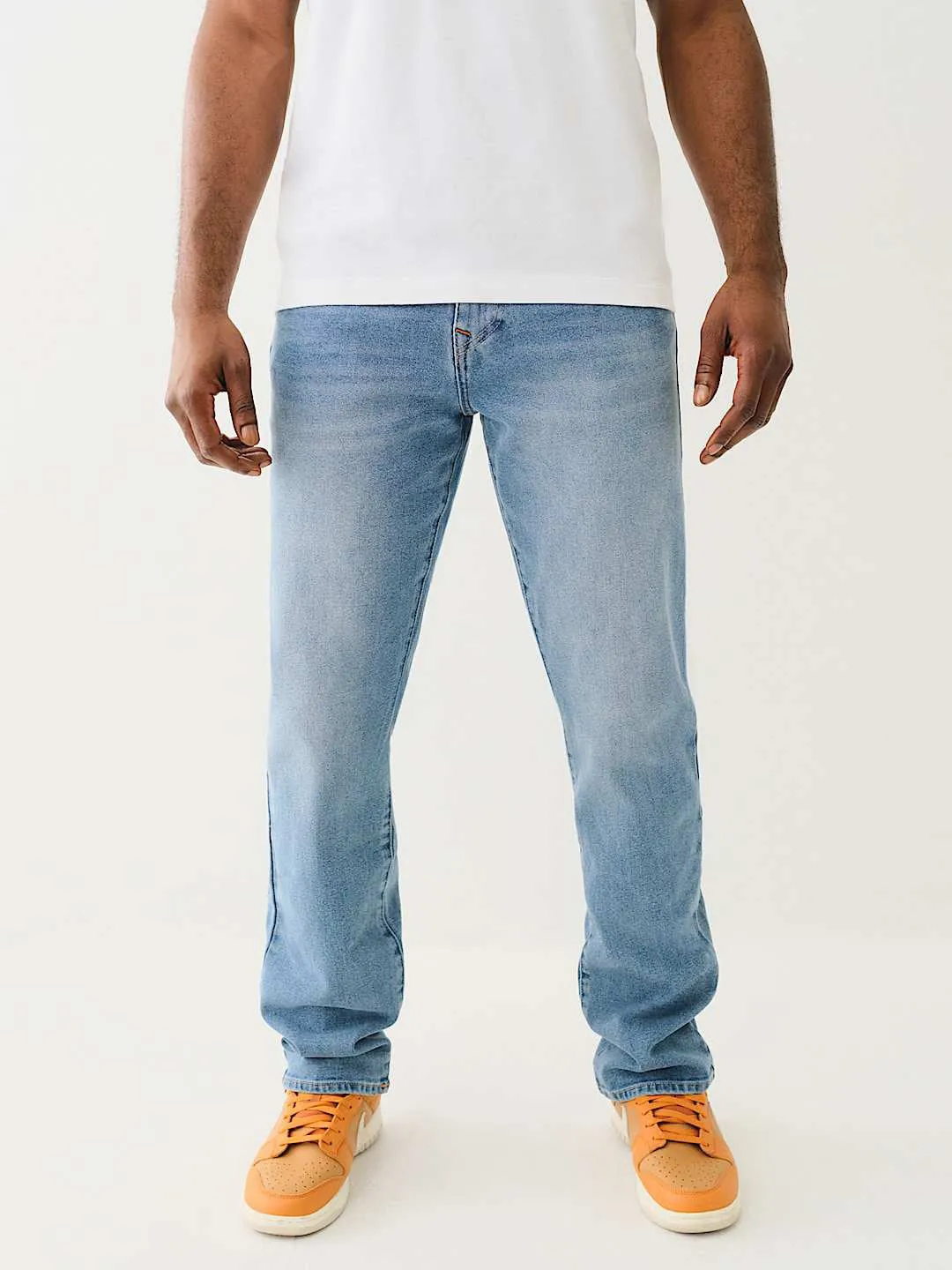 True Religion Men Blue Straight Fit Washed Jeans