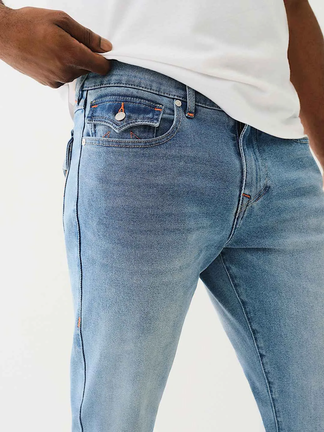 True Religion Men Blue Straight Fit Washed Jeans