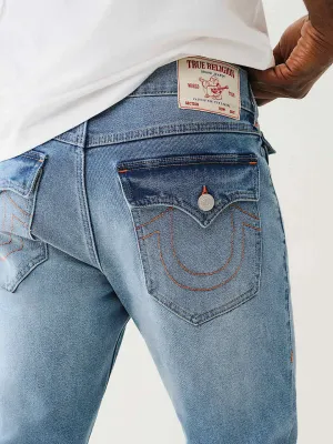 True Religion Men Blue Straight Fit Washed Jeans