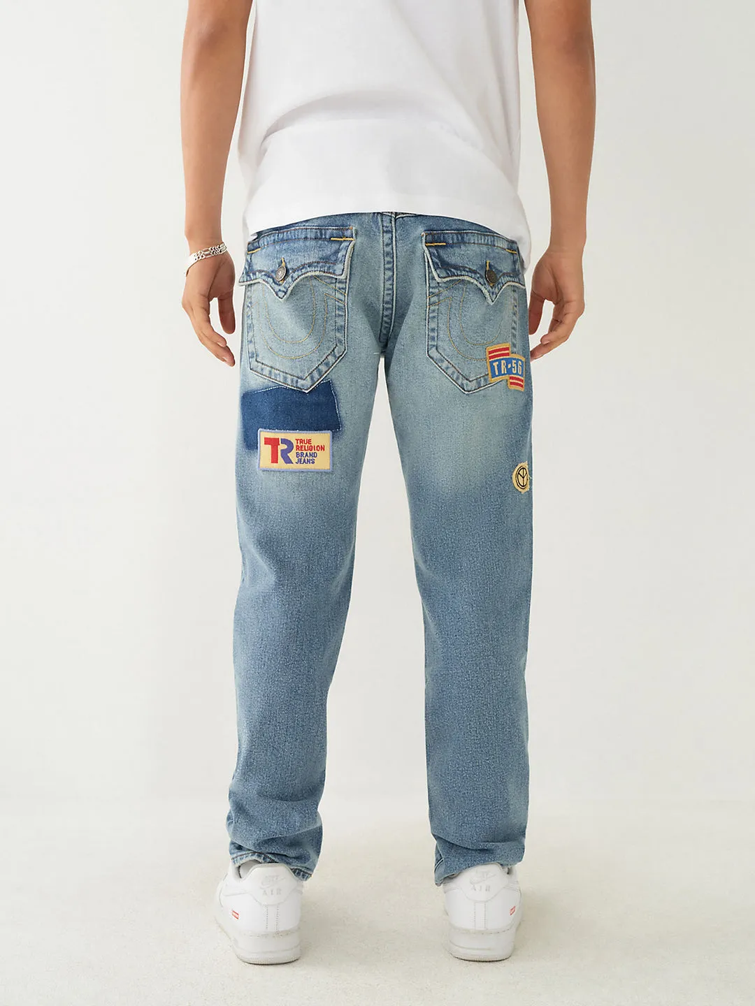 True Religion Mens SN Rocco Slim Fit Blue Mid Rise Jeans