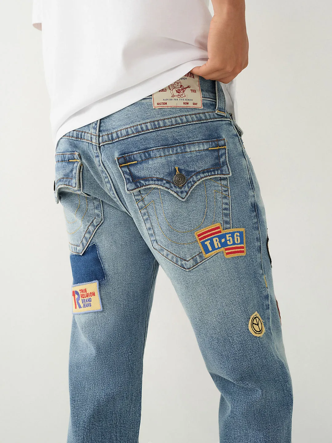 True Religion Mens SN Rocco Slim Fit Blue Mid Rise Jeans