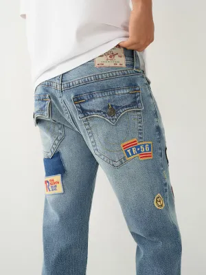 True Religion Mens SN Rocco Slim Fit Blue Mid Rise Jeans