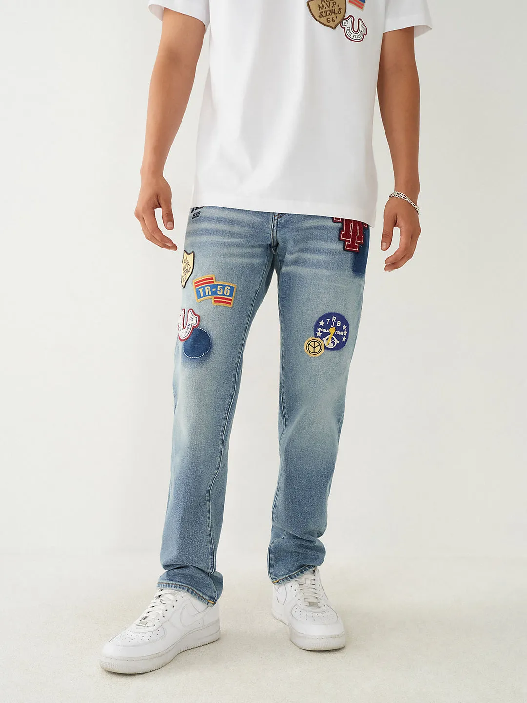 True Religion Mens SN Rocco Slim Fit Blue Mid Rise Jeans