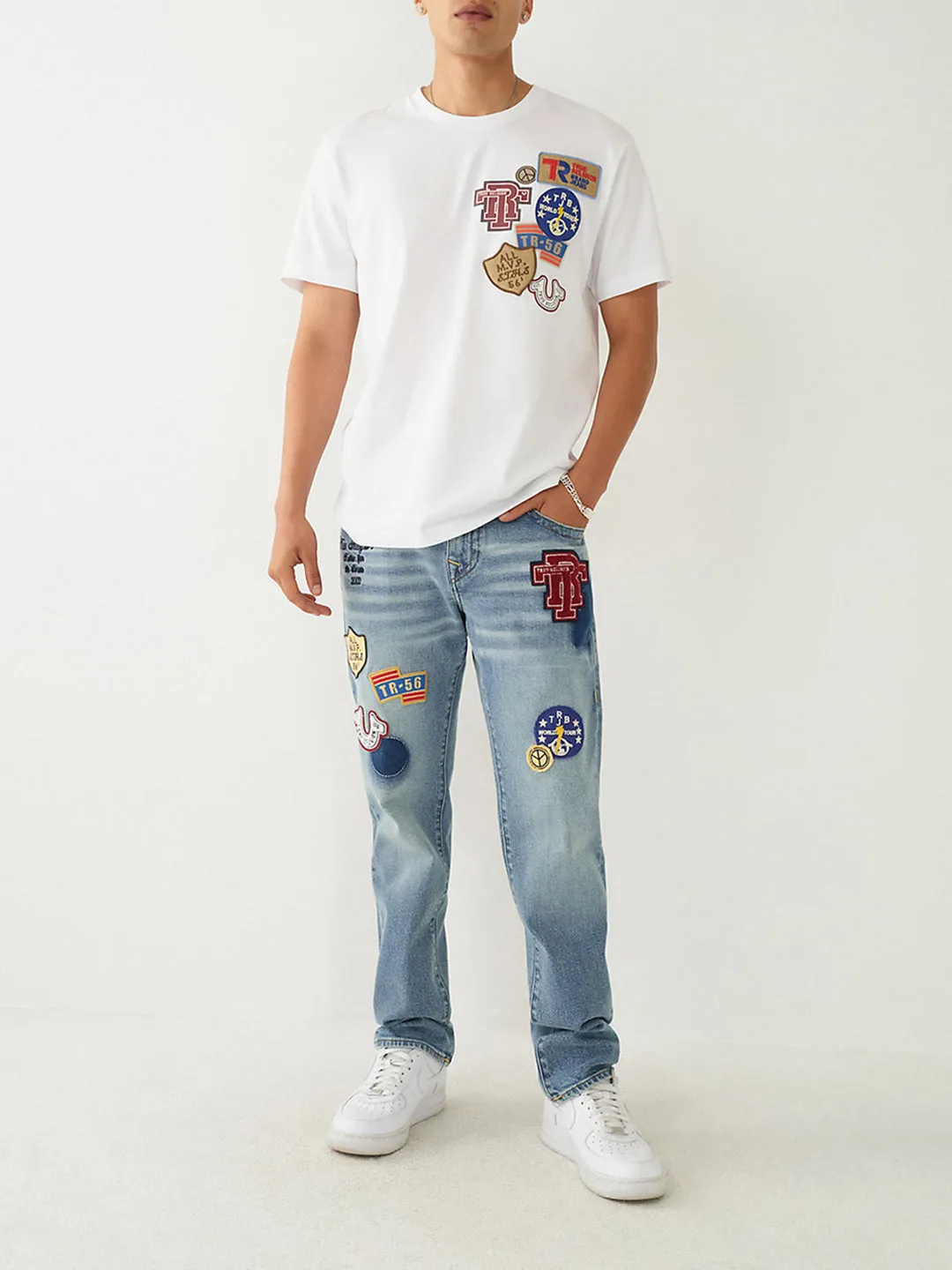 True Religion Mens SN Rocco Slim Fit Blue Mid Rise Jeans