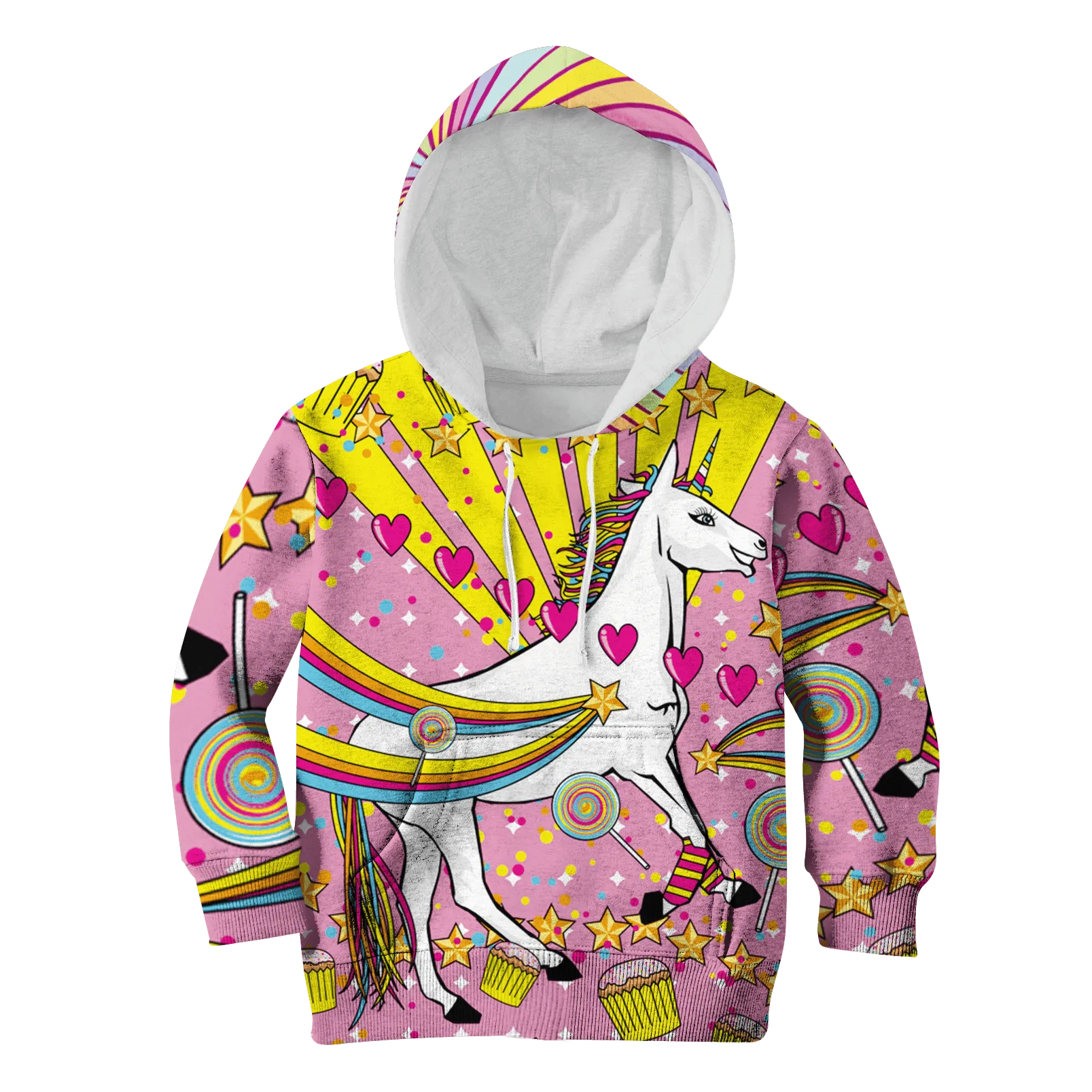 Unicorn with sweet heart Kid Custom Cosplay Hoodies Apparel