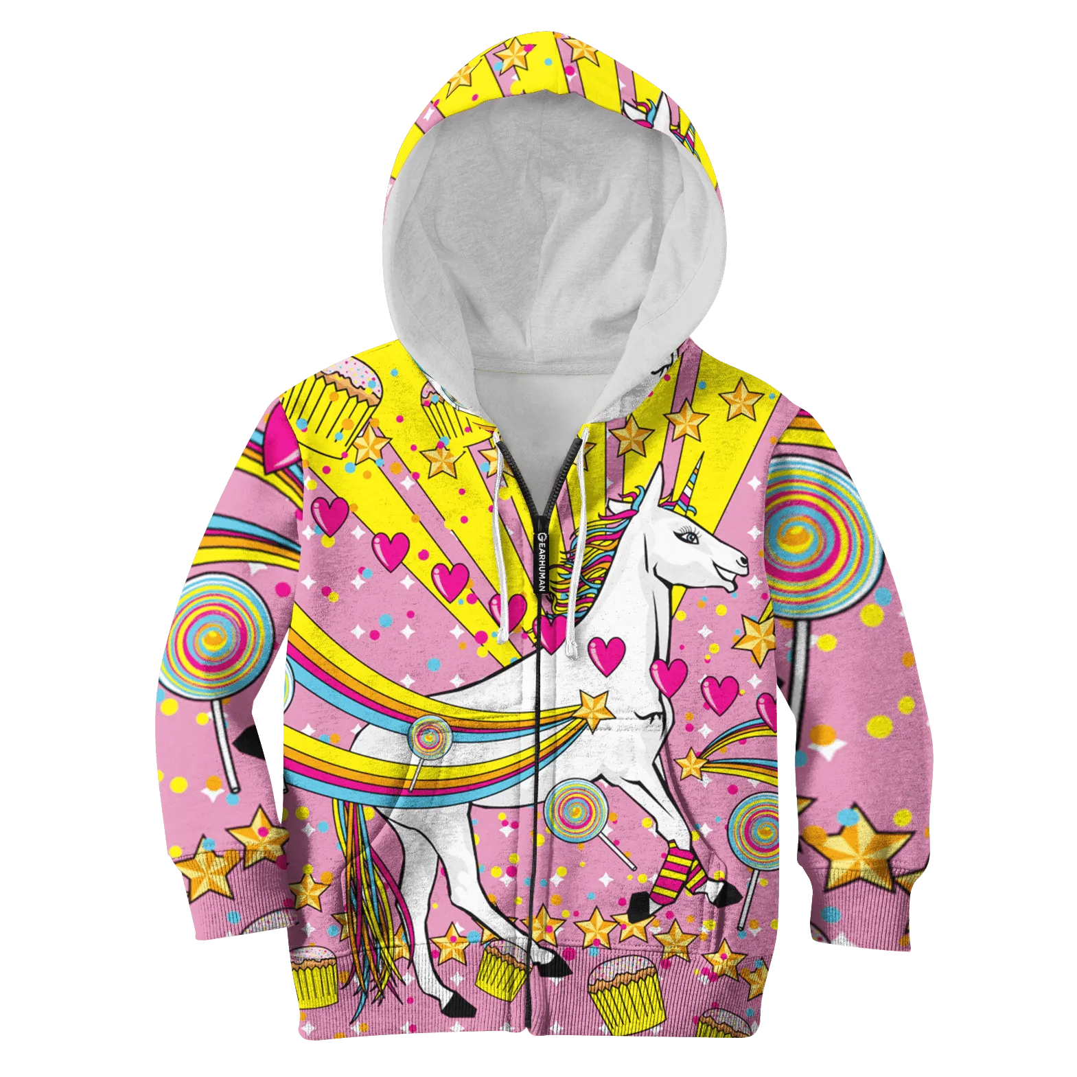 Unicorn with sweet heart Kid Custom Cosplay Hoodies Apparel